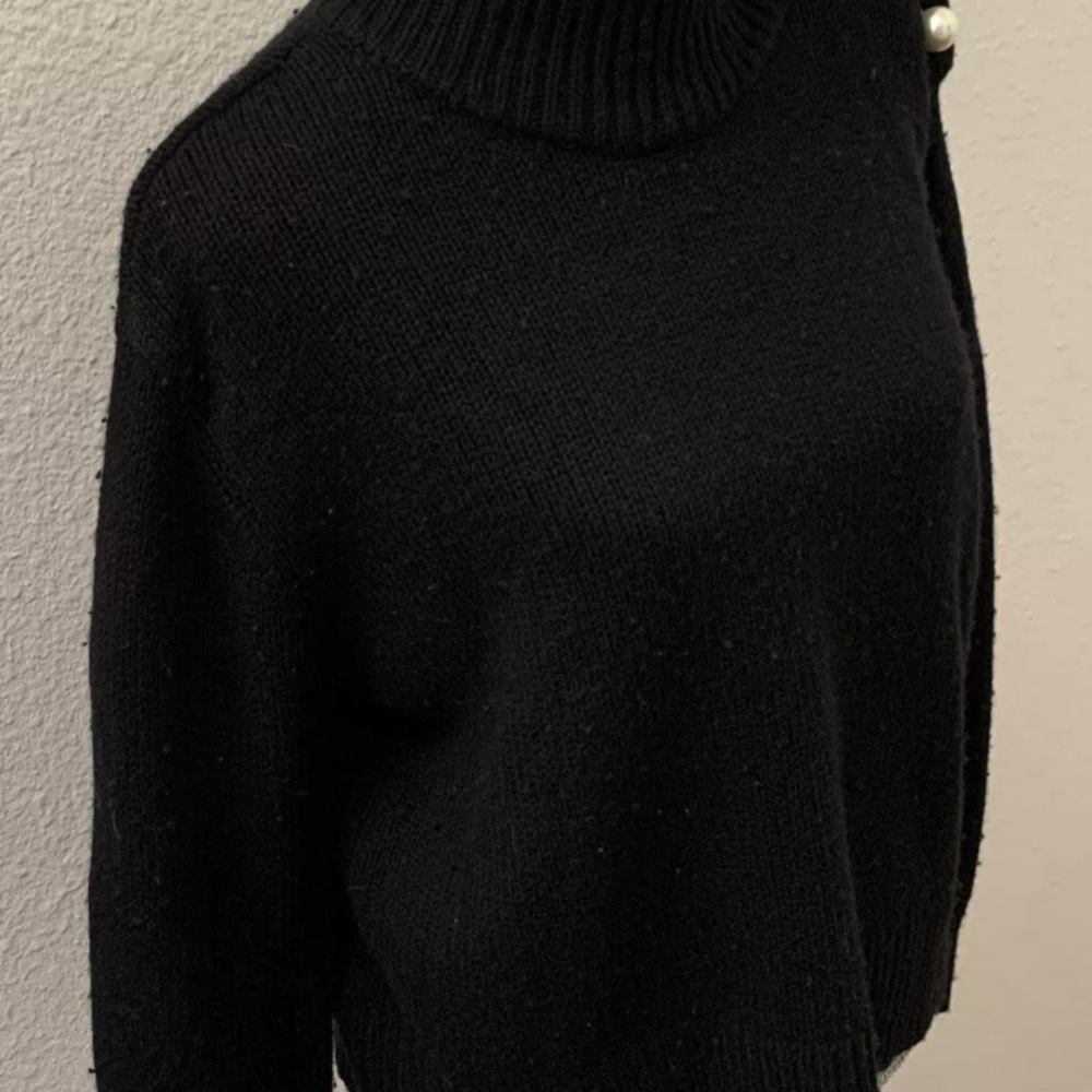 Kate Spade New York Broome Street black sweater medium pearl buttons New NWT - Picture 3 of 8